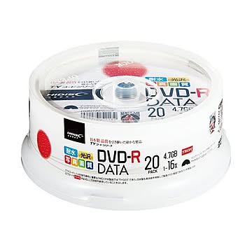 （まとめ）ハイディスク データ用DVD-R4.7GB 16倍速 ホワイトワイドプリンタブル スピンドルケース TYDR47JNPW20SP1パック(20枚) 【×3セット】