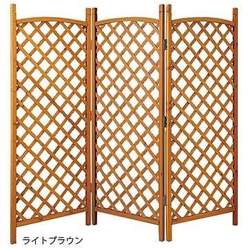 ガーデン パーテーション/衝立 【3連 格子タイプ ライトブラウン】 約幅60cm 天然木 杉材 完成品 〔エクステリア 庭〕