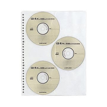 (まとめ) コクヨ CD/DVDポケット A4タテ2・4・30穴 両面6ポケット EDB-A375 1パック(3枚)  【×30セット】