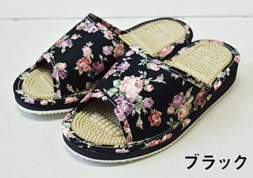 Dorian 健康サンダル スリッパ レディース 春夏秋用 花柄 薔薇柄 竹踏み