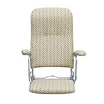 日本製 完成品 折りたたみ座椅子 幅54cm ベージュ 3段リクライニング 肘付き