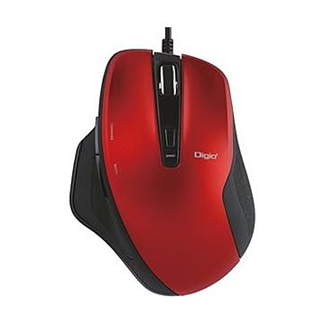 （まとめ）ナカバヤシ有線静音5ボタンBlueLEDマウス レッド MUS-UKF156R 1個【×5セット】