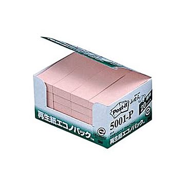（まとめ）3M ポスト・イット エコノパックふせん 再生紙 75×25mm ピンク 5001-P 1パック（20冊）【×10セット】