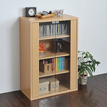 ジェイケイ・プラン 6BOX ガラスキャビネット ナチュラル 幅60cm 高さ90cm