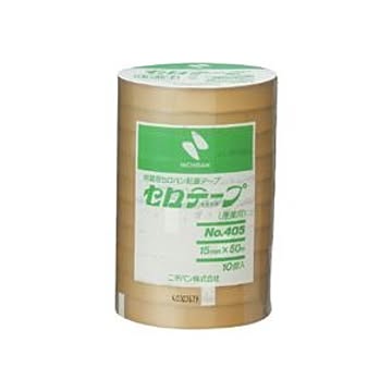 (まとめ) ニチバン 産業用セロテープ 大巻15mm×50m 405-15x50 1パック（10巻）  【×10セット】