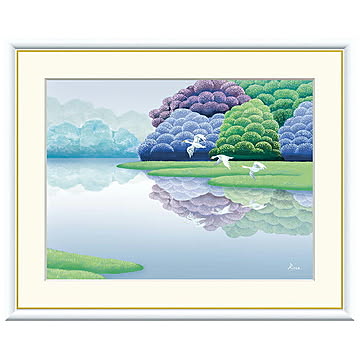 額絵 湖畔早春 竹内凛子 52x42cm 三幸