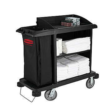 コンパクトハウスキーピングカート RM6190BK 幅1245x奥行559x高さ1270mm ラバーメイド