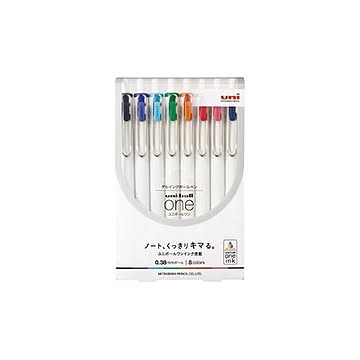 （まとめ）三菱鉛筆 ユニボールワン0.38mm8色セットUMNS38.8C【×3セット】