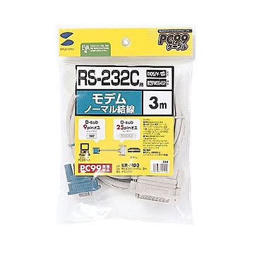 （まとめ）サンワサプライ RS-232Cケーブル（TA・モデム用・3m） KR-MD3【×2セット】