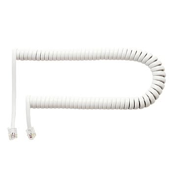 ミヨシ 4極4芯 受話器用カールコード クロス結線 片側ロングタイプ DC-J403L/WH 【10本セット】