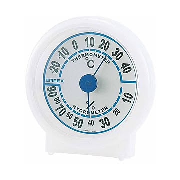 (まとめ)EMPEX 温度・湿度計 シュクレ温度・湿度計 TM-5521 クリアホワイト×5セット