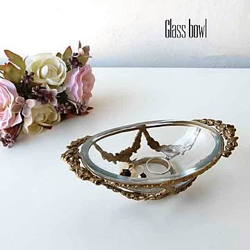 ガラストレー アクセサリートレイ 真鍮