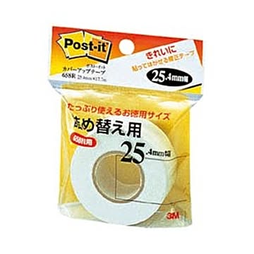 （まとめ） 3M カバーアップテープ 詰替用 25.4mm幅×17.7m 白 658R 1個 【×10セット】