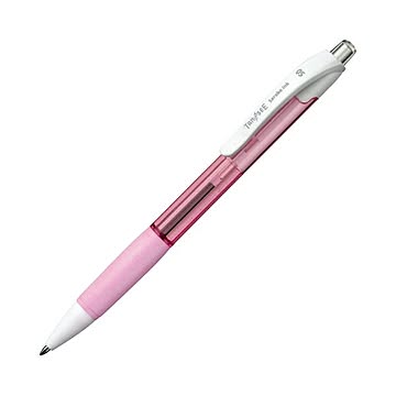 （まとめ） TANOSEE ノック式油性ボールペン（なめらかインク） 0.5mm 黒 （軸色 クリアピンク） 1セット（10本） 【×5セット】
