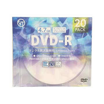 (まとめ)VERTEX DVD-R(Video with CPRM) 1回録画用 120分 1-16倍速 20P インクジェットプリンタ対応(ホワイト) DR-120DVX.20CAN×5セット