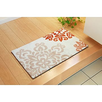 室内用 北欧調 フロアマット オレンジ 45×75cm マイクロファイバー 防滑加工