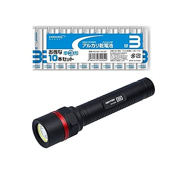 GENTOS LED懐中電灯 DIO + アルカリ乾電池 単3形10本パックセット DI-032D+HDLR6/1.5V10P
