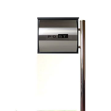 郵便ポスト片足スタンド　郵便受けおしゃれ北欧大型メールボックス 片足スタンド型鍵付マグネット付シルバーステンレス色ポスト 大きいサイズ(silver)(black)