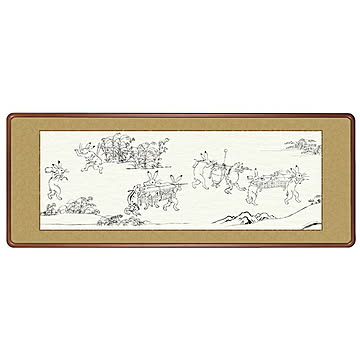 額絵 鳥獣戯画 恵風 124x48cm 三幸