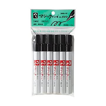 (まとめ) 寺西化学 油性マーカー マジックインキ No.500(細書き用) 黒 M500-T1-6P 1パック(6本) 【×10セット】