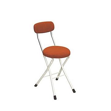 折りたたみ椅子 幅33cm オレンジ×ミルキーホワイト 円型座面 日本製 スチール 円座 1脚販売 リビング 完成品 