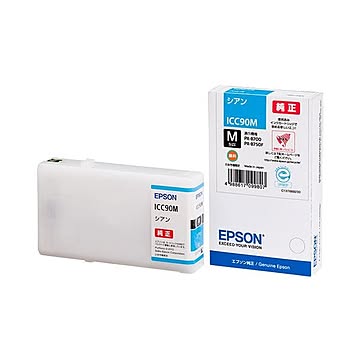 （まとめ） エプソン EPSON インクカートリッジ シアン Mサイズ ICC90M 1個 【×3セット】