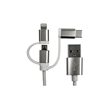 （まとめ）HIDISC 3in1ケーブル 0.1m ホワイト HD-3IN101WH【×3セット】