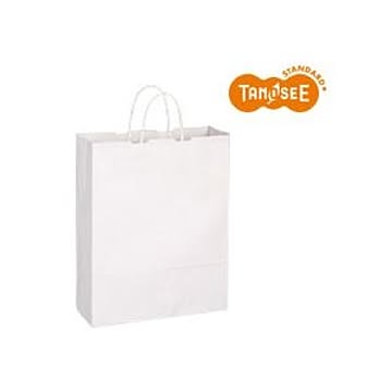 （まとめ）TANOSEE 手提袋 丸紐 白無地・大 50枚入×6パック