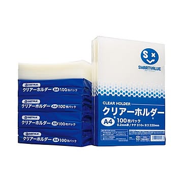（まとめ） スマートバリュー クリアーホルダーA4乳白600枚 D400J-6×3セット