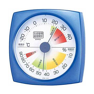 (まとめ)EMPEX 生活管理 温度・湿度計 壁掛用 TM-2436 クリアブルー【×5セット】