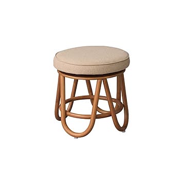 ラタン製 ラウンドスツール 完成品 約直径39.5×高さ41cm ベージュ 軽量 回転式