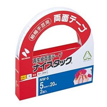 (まとめ) ニチバン ナイスタック 再生紙両面テープ 大巻 5mm×20m NW-5 1パック(2巻) 【×15セット】