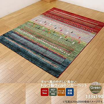 イケヒコ・コーポレーション マリア ウィルトン織り ラグ グリーン 133×190cm 2334609