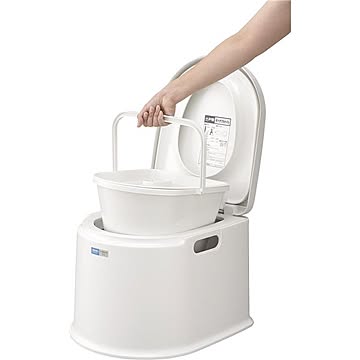 ポータブルトイレ/簡易トイレ P型 液ダレ防止付きポット 日本製 〔携帯トイレ 介護用品 防災 非常用〕