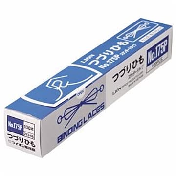 (まとめ) ライオン事務器 つづりひも 450mm セル先 スフ糸16本織 No.175P 1パック(100本) 【×10セット】