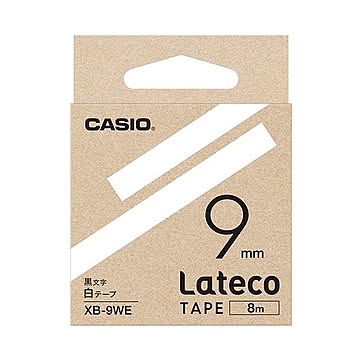 （まとめ）カシオ ラテコ 詰替用テープ9mm×8m 白/黒文字 XB-9WE 1個【×10セット】