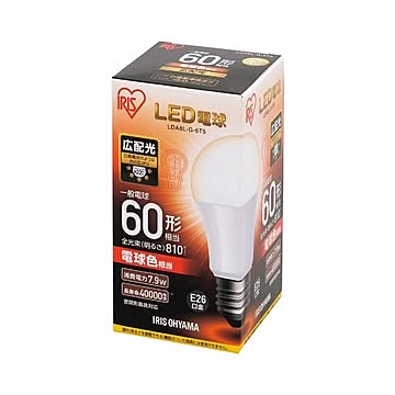 （まとめ） アイリスオーヤマ LED電球60W E26 広配光 電球色 LDA8L-G-6T5×10セット