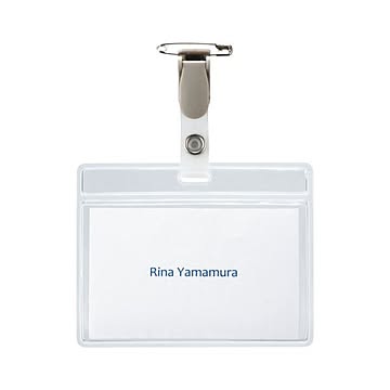 (まとめ) TANOSEE タッグ名札 チャック無 安全ピン・クリップ両用型 1パック（10個）  【×10セット】