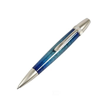 日本製 Air Brush Wood Pen キャンディカラー ボールペン(ギター塗装)【パーカータイプ/芯：0.7mm】Blue/カーリーメイプル