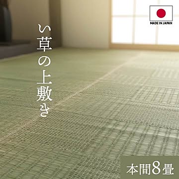 純国産 い草 カーペット 格子柄 本間8畳 約382×382cm