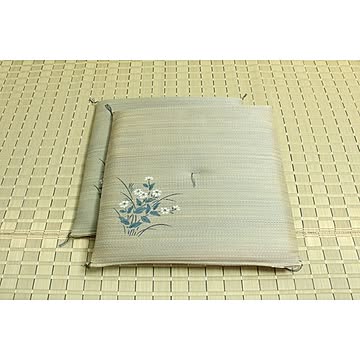 日本製 い草座布団 2枚組 メセキ織 小花ブルー 約55×55cm 捺染返し 抗菌防臭 調湿