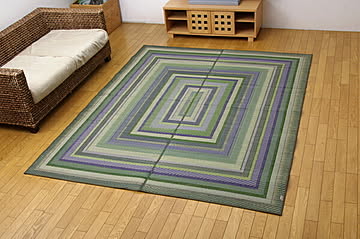純国産 い草ラグカーペット DXグラデーション 約140×200cm グリーン