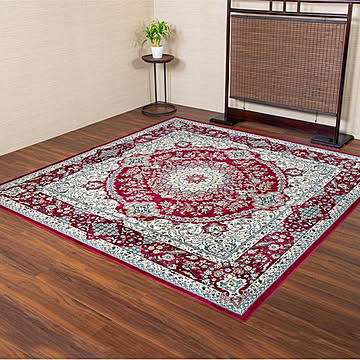 ベルギー製 モケット織りカーペット 195X195cm レッド R148762RE
