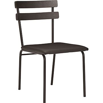 ダイニングチェア 食卓椅子 幅42cm 2脚組 ダークブラウン 合皮 PVC スチール 完成品 テーブル別売 リビング 在宅ワーク