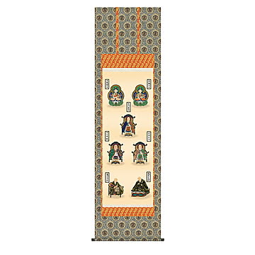 掛け軸 親鸞七高僧 山村観峰 54.5x190cm 三幸