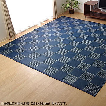 イケヒコ・コーポレーション ポリプロピレンラグ ウィード 江戸間6畳 2116902 ネイビー