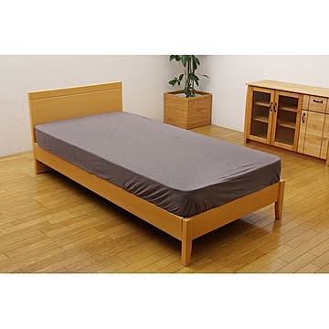 ボックスシーツ/寝具 【無地 ブラウン シングル 約100×200＋25cm】 洗える オーガニックコットン使用 綿100％ 〔ベッドルーム〕