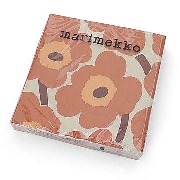 マリメッコ ペーパーナプキン ウニッコ クリーム/テラコッタ 33x33cm 20枚入り marimekko UNIKKO