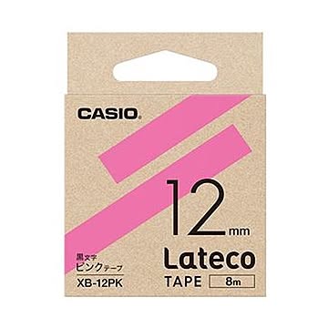 （まとめ）カシオ ラテコ 詰替用テープ12mm×8m ピンク/黒文字 XB-12PK 1個【×20セット】