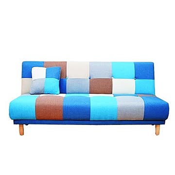 アーバン通商 3人掛け ソファーベッド パッチワーク柄 S-2080 ブルー
